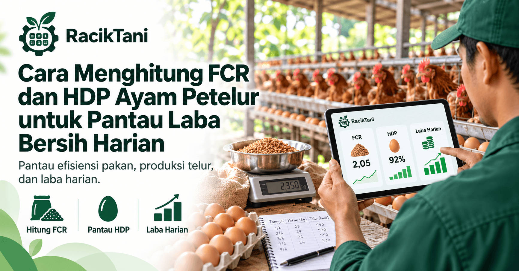 Thumbnail Cara Menghitung FCR dan HDP Ayam Petelur untuk Pantau Laba Bersih Harian