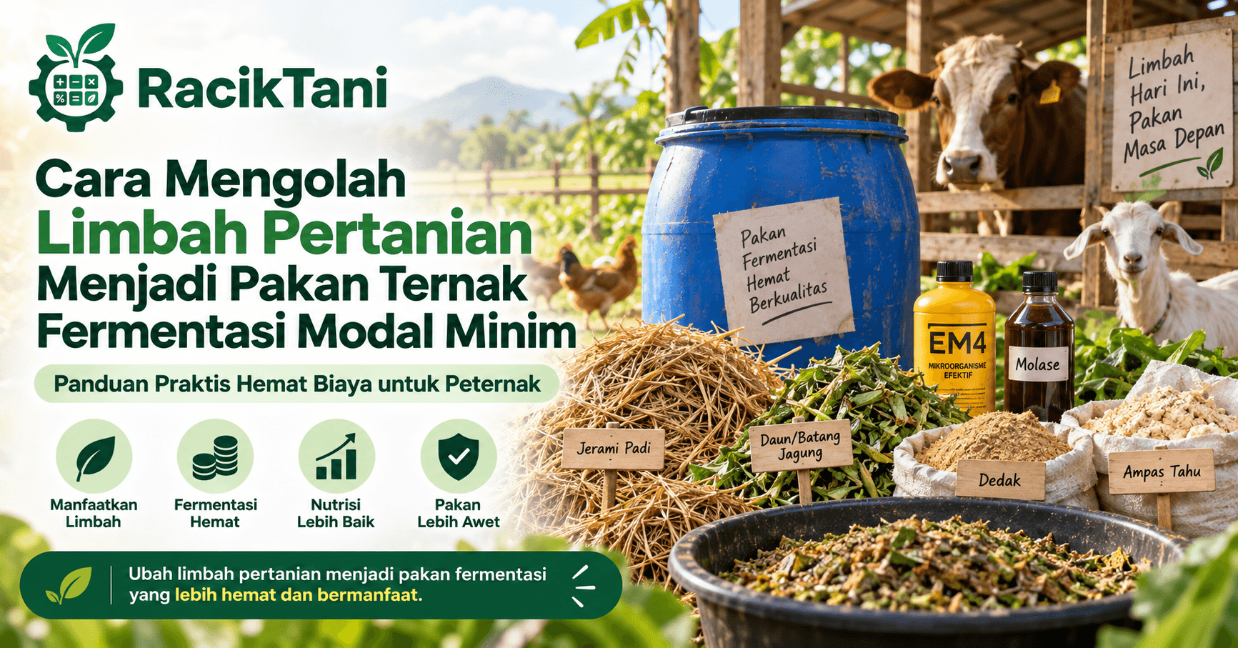 Thumbnail Cara Mengolah Limbah Pertanian Menjadi Pakan Ternak Fermentasi Modal Minim
