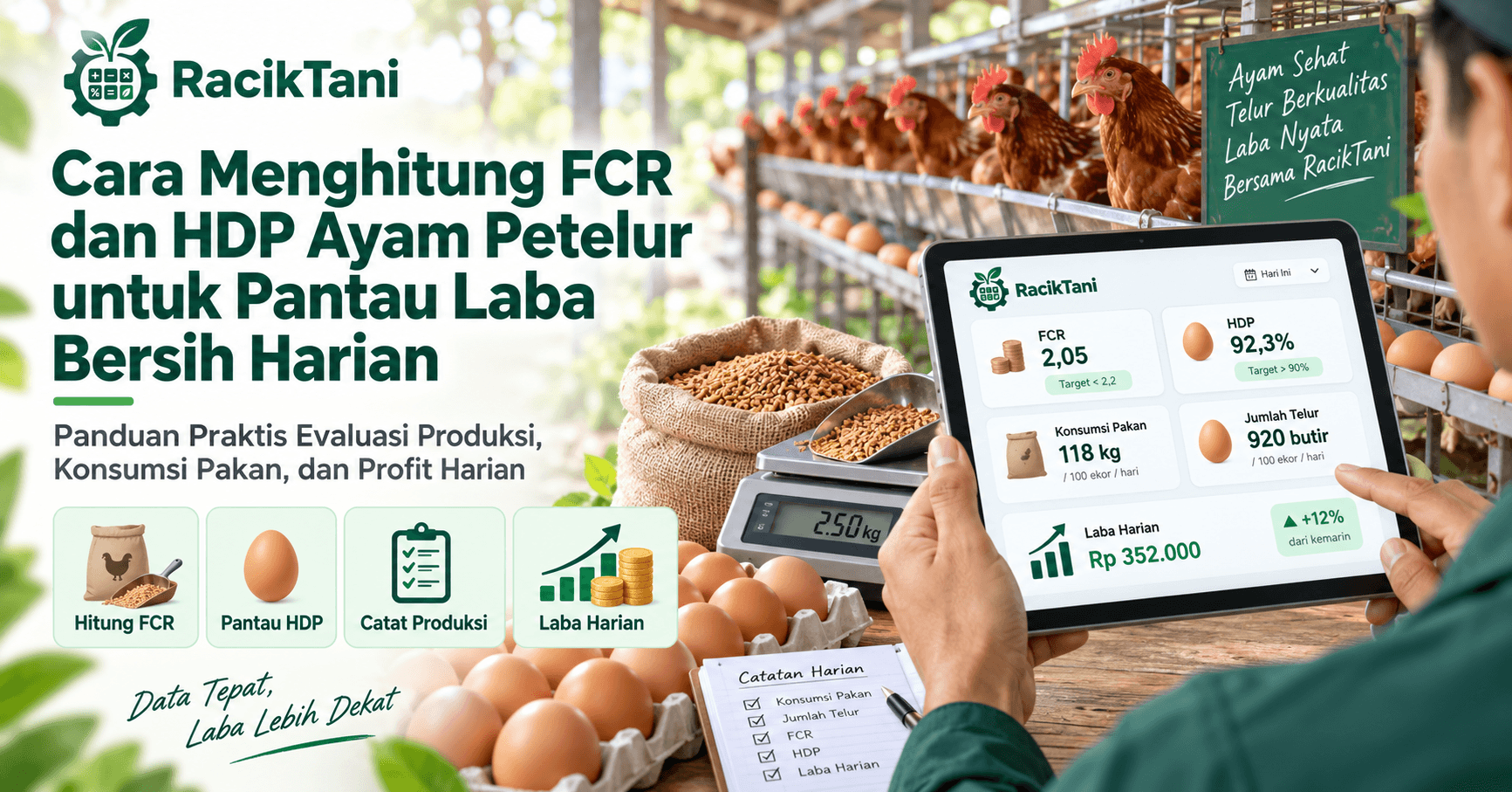 Thumbnail Cara Menghitung FCR dan HDP Ayam Petelur untuk Pantau Laba Bersih Harian